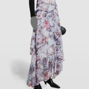 Iro Women's Purple Jisaora Ruffled High-Rise A-Line Skirt Size 38 NWT